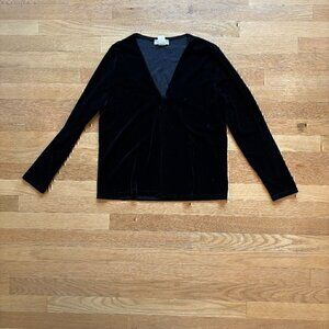 Y2K late 90s Vintage Velvet Black Cardigan Shrug Small